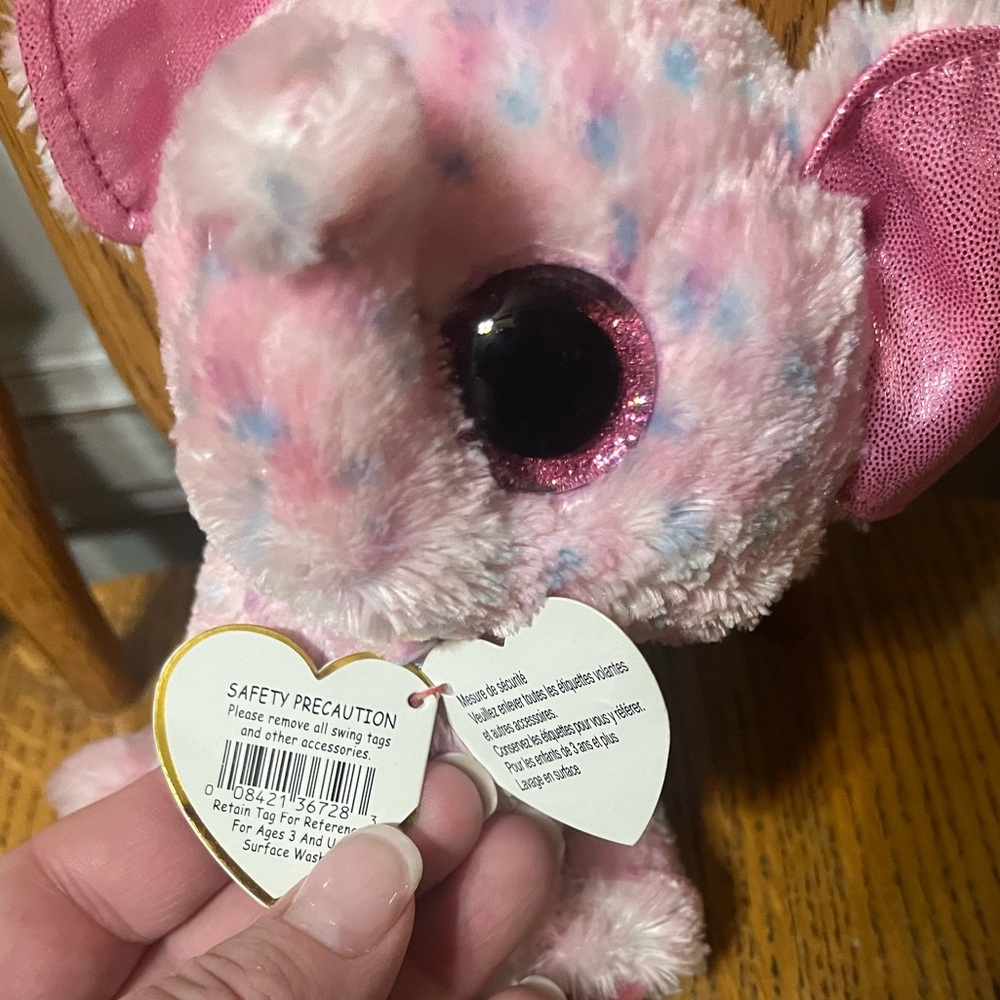 Ty Beanie Boos Pink and White Elephant Plush - Picture 4 of 5